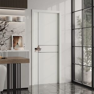 Cửa phẳng dán chỉ nẹp kim loại 3 sọc - AN004SX - AC02